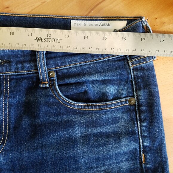 Rag & Bone Dre Low Rise Slim Boyfriend Jeans –Women’s 30 –Dark Blue–Distress Hem - Picture 5 of 16